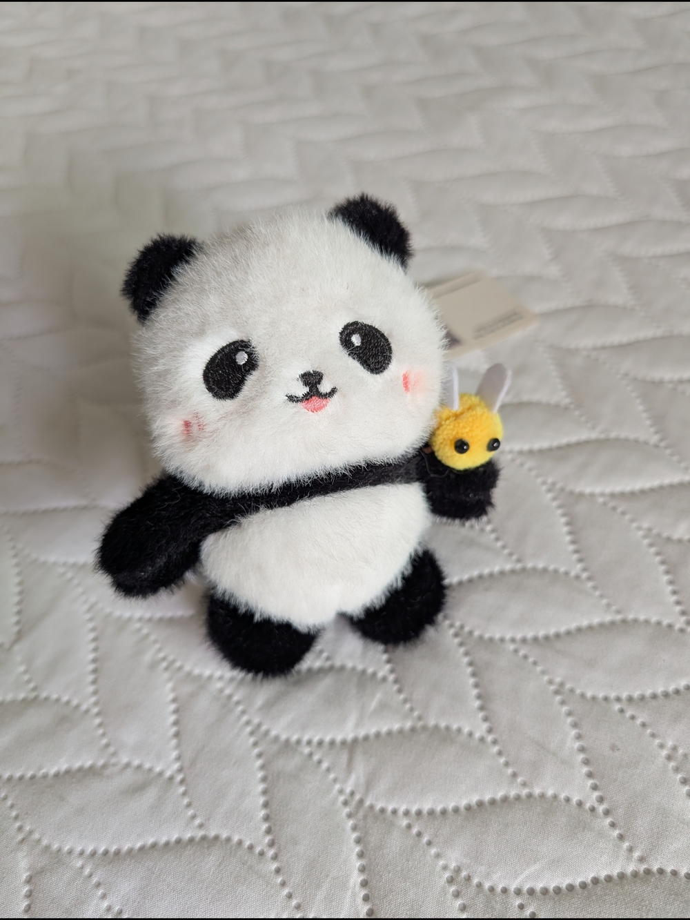 Panda Plush with Yellow Bee Backpack Keychain